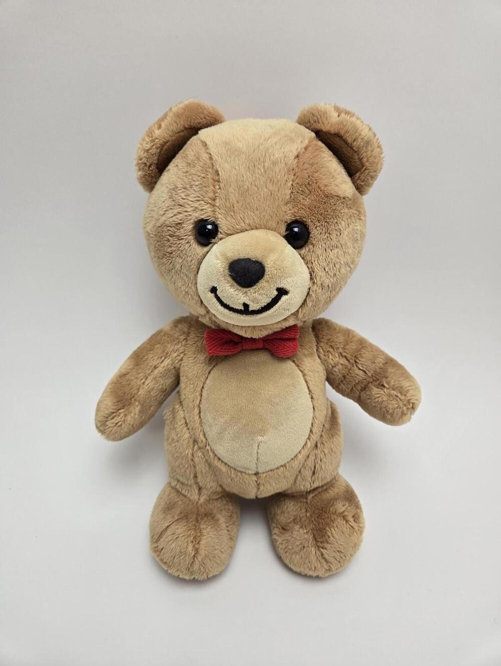 Gund Peanut Butter Teddy Bear Plush, Red Bow Tie, Vintage Collectible! (10 inch)